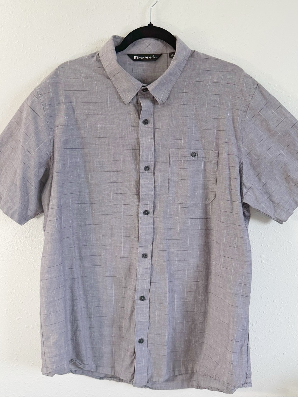 Travis Mathew Men's Short-Sleeve Button-Down in Light‎ purple